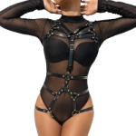 SuperLove Leather Harness with Adjustable Straps Black