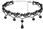 SuperLove Sexy Lace Floral Bead Pendant Choker Black