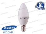 V-TAC SKU-111 LED lámpa E14 gyertya 7W 3000K 600lm 200° vil. szög Samsung Chip 5 Év Garancia A+ (111)