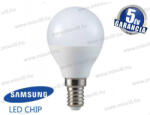 V-TAC SKU-264 LED izzó E14 gömb 5, 5W 3000K 470lm 180° vil. szög Samsung Chip 5 Év Garancia A+ (264)