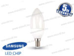 V-TAC SKU-258 LED lámpa E14 gyertya 4, 5W 3000K 470lm 180° vil. szög Samsung Chip 5 Év Garancia A++ (258)