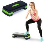 MULTISTORE Fitness aerobic- step pad állítható fellépő magassággal, 67x27x10/15 cm, fekete-zöld (GB-AS-SML)