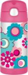 Thermos Sticlă termică cu pai FUNtainer, flori, 355 ml, roz (120011)