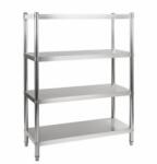 Royal Catering Saválló acél polc 120x50x155 rozsdamentes kohyhai tároló saválló anyagból négyszintes