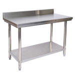 Royal Catering Inox munkaasztal 100x60 cm rozsdamentes konyhai pult saválló anyagból készült asztal peremmel
