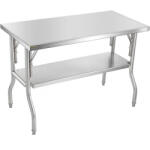 VEVOR Inox ipari asztal 122x61x85 cm 130 kg teherbírású nagykonyhai rozsdamentes bútor munkaasztal (CFGZT48X24YC00001V0)