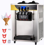 VEVOR Fagylaltgép 2200W professzionális 3 ízesítőfejes csavaros fagyigép 22-30 liter/óra kapacitással, LCD-kijelzővel (S2230LHR1220VSMH8V2)