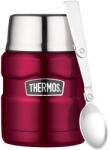 Thermos Termos Termoska pentru mâncare cu ceașcă și lingură pliabilă, 470 ml, zmeură