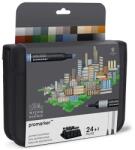 Winsor & Newton ProMarker kétvégű alkoholos filctoll készlet - 24+1 db, architectural tones, cipzáras tartóban