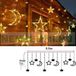 Voltronic Napelemes fényfüzér hold csillag 3, 5 méter LED meleg fehér 8 üzemmód (FENYFUZER_FEH_CSILLAG)