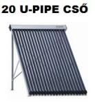 NEW ENERGY Napkollektor U-csöves 20 csöves vákumcsöves U-Pipe ferde tetős tartókerettel! Ezeknél a vákuumcsövekbe vezetett rézcsőben folyik a fagyálló (SC-U-20_NAPKOLLEKTOR)