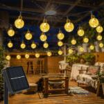 Voltronic Napelemes fényfüzér 12 m 100 LED meleg fehér kültéri világítás vízálló karácsonyi dekoráció 8 üzemmódú napelemes világítás (FENYFUZER_MFEH_12M_100LED)