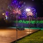 Voltronic Napelemes földbe szúrható tüzijáték világítás 90/120/150 LED színes vízálló dekoráció szolár csillagszóró fény (FENY_90_SZIN_TUZIJATEK)