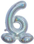 Funny Fashion Ezüst színű hologramos lábas lufi - 6 (85894)