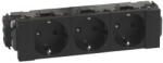 Legrand Program Mosaic DLP-S bepattintható 3x2P+F aljzat, sinezett, Soluclippel, matt fekete - 077233L (077233L)