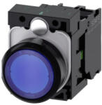 Siemens 3SU1106-0AB50-1BA0 komplett világító nyomógomb, kék, 230VAC, 1NO, csavaros Sirius (3SU11060AB501BA0)