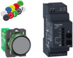 Schneider Electric Harmony XB5R - XB5RFA02 - vezetéknélküli műanyag nyomógomb készlet (nyomógomb+vevő) , 24 - 240VAC/DC, Zigbee, programozható (XB5RFA02)