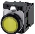 Siemens 3SU1106-0AB30-1BA0 komplett világító nyomógomb, sárga, 230VAC, 1NO, csavaros Sirius (3SU11060AB301BA0)