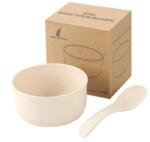 TOO KT-111-V bézs búzaszalma műanyag tál/kanál készlet, 11.3×6 cm (BB392287)