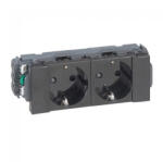 Legrand Program Mosaic DLP-S bepattintható 2x2P+F aljzat, sinezett, Soluclippel, matt fekete - 077232L (077232L)