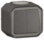 Legrand Plexo 55 falon kívüli kettős váltókapcsoló 10A, összeszerelt, antracit, LEG069775L (069775L)