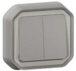 Legrand 069815L Plexo 55 süllyesztett kettős váltókapcsoló 10A, összeszerelt, szürke (069815L)