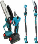 Flinke FK-8051 Magassági ágvágó szett, láncfűrész és metszőolló teleszkópos nyéllel 2db 48V akkuval