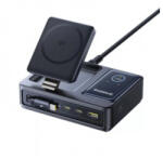 Baseus Nomos QI asztali töltőállomás (140W, 5A, 1 x USB-A, 2 x USB-C, P10178800123-00), fekete