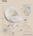 SONGMICS Home Office Sherpa Íróasztalszék Fehér Forgószék Állítható Magassággal (EUZ-OBG020W01)