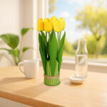  Műnövény dekoráció - tulipán - sárga - 26 x 6, 5 cm (11897B)