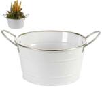  Kerek kaspó fehér ezüst szegéllyel