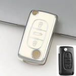  Peugeot bicskakulcs 3 gombos TPU tok fehér ezüst (TPE005EFH)