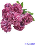  Fodros szirmú 9 nyílt fejes bazsarózsa csokor 42cm - Mályva