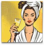  Gyémántszemes kirakó - Pop art - Wellness és prosecco Méret: 50x50cm, Keretezés: Kartonlemezen, Gyémántok: Négyzet alakú