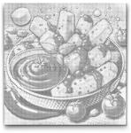  PontPöttyöző - Pop art - Sült krumpli Méret: 50x50cm, Keretezés: Műanyagtáblával, Szín: Kék