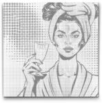  PontPöttyöző - Pop art - Wellness és prosecco Méret: 50x50cm, Keretezés: Keret nélkül (csak a vászon), Szín: Zöld