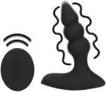 Loveline Dop anal vibrator cu mărgele și telecomandă - Negru lichior