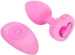b-Vibe Vibrating Anal Plug Heart S/M cu telecomandă (9, 8 cm)