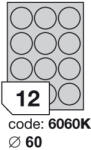  Matt Univerzális Papír Öntapadós Etikett Körcímke 12 db 60 mm-es kör / A4 íven (20 ív) (ORE-16060)