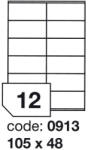  Matt Univerzális Papír Öntapadós Etikett Címke 12 db 105x48 mm / A4 íven (100 ív) (ORE-00913)
