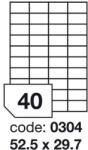  Matt Univerzális Papír Öntapadós Etikett Címke 40 db 52, 5x29, 7 mm / A4 íven (100 ív) (ORE-00304)