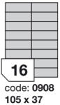  Matt Univerzális Papír Öntapadós Etikett Címke 16 db 105x37 mm / A4 íven (100 ív) (ORE-00908)