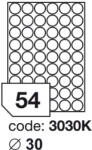  Matt Univerzális Papír Öntapadós Etikett Körcímke 54 db 30 mm-es kör / A4 íven (20 ív) (ORE-13030)