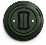 Kliklap - Întrerupător dublu retro pentru scară, cu ramă nr. 6+6, verde (KA0061D)