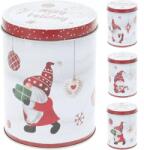 Gastro Karácsonyi süteményes doboz Manó, fémből, különböző motívumok, Magasság: 145 mm, Ø: 105 mm