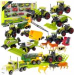 Mamido Set complet de mașini și animale: Tractor, Combină, Excavator, Camion și Transporter