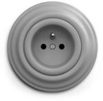 Kliklap - Retro háztartási konnektor kerettel, 230 V, szürke KA0052+KA0051 (KA0052F)