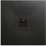 AREZZO design design SOLIDSoft zuhanytálca 90x90 cm, FEKETE, színazonos lefolyóval (2 doboz) (AR-9090B)