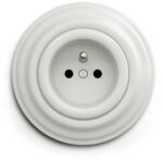 Kliklap - Retro háztartási fali dugaljzat kerettel, 230V, fehér KA0007+KA0006 (KA0007F)