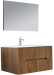 Leziter Mobilier de baie Trent 100 cm cu chiuvetă ceramică (2 sertare) și oglindă 60x100 cm stejar apus de soare (TRENT100SST)